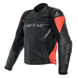 RACING 4 LEATHER JACKET/628-BLACK/FLUO-RED