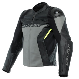 RACING 4 LEATHER JACKET/09F-CHARCOAL-GRAY/BLACK