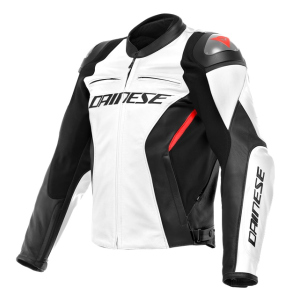 RACING 4 LEATHER JACKET/601-WHITE/BLACK